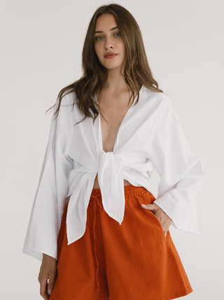 Tie-Front Top | White