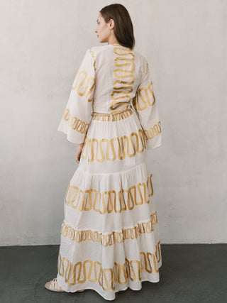 Golden Motif Maxi Skirt