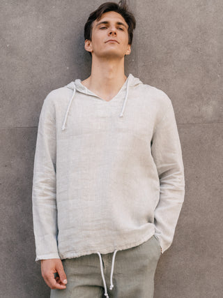Linen Hooded Shirt