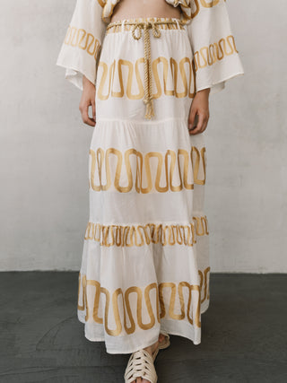 Golden Motif Maxi Skirt
