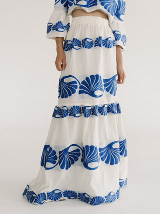 Blue Motif Maxi Skirt