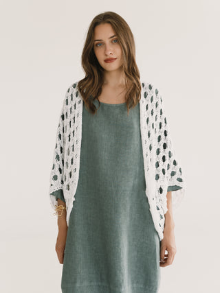 Open-Knit Cardigan | White